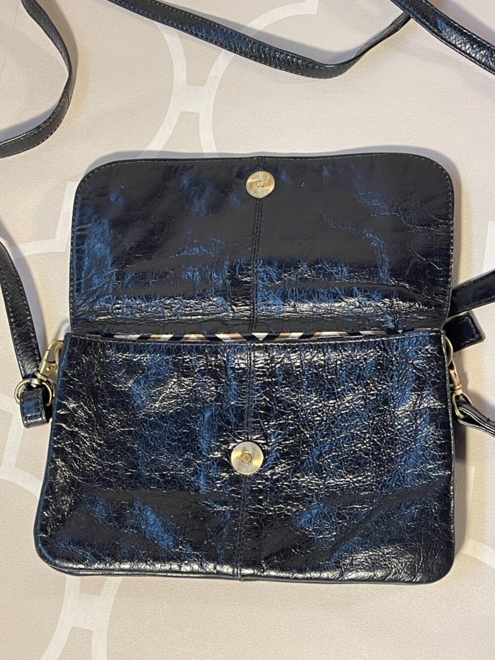 Latico Black Patent Leather Crossbody Bag | Multi-Pocket Organizer Purse - Picture 6 of 11